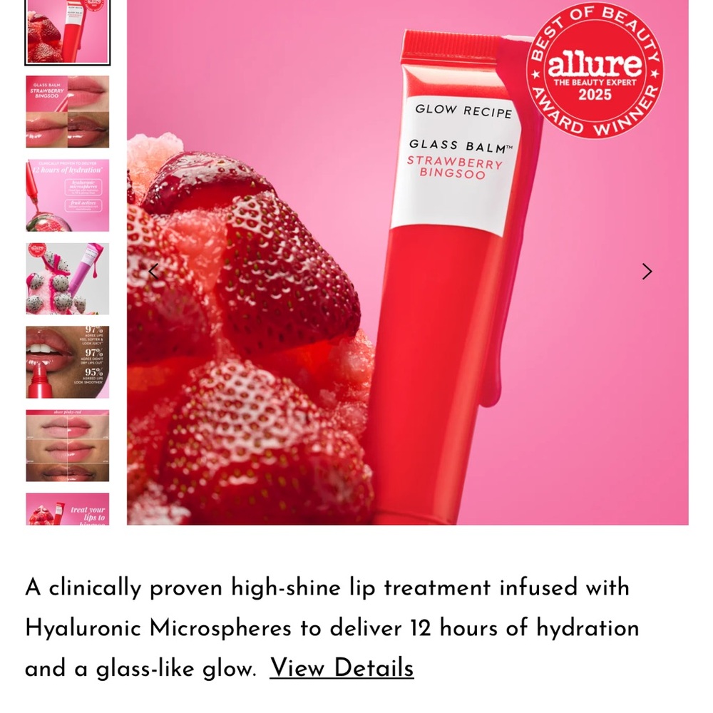 Glow recipe glass balm lip treatment (strawberrry bingsoo)